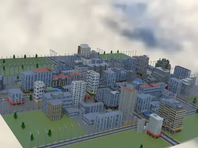 city 3D in clouds Low-poly 3D model