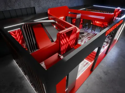 Futuristic Modular Exhibition Booth Blender 3D Model 3D model