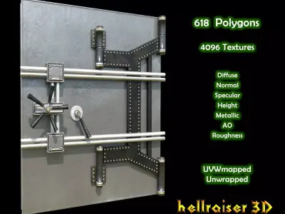 Safe Door - PBR - Textured Low-poly 3D model