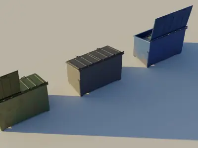 Garbage Container - Street 3D Lowpoly  Trash Dumpster Model Low-poly 3D model