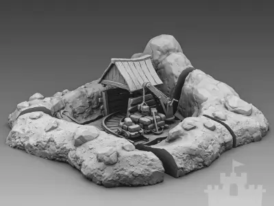 Cartoon stone quarry 3D print model