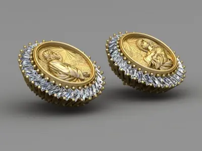 Jesus Diamond Earring 3d Print Model  3D print model