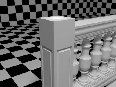 Exterior Railing - White Vinyl - Style 13 3D model