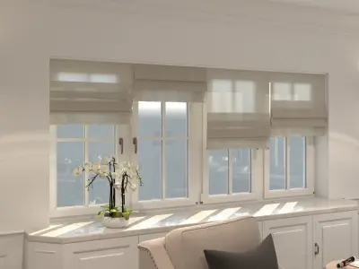 Blinds 2 pair of glass doors 3D model