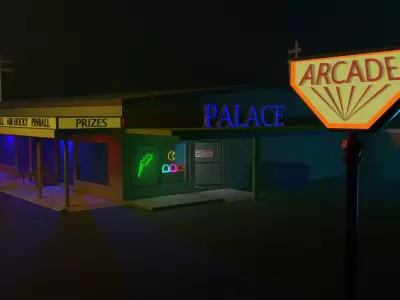 Stranger Things Arcade Low-poly 3D model