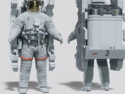 Astronaut EMU MMU Spacesuit Rigged 3D model