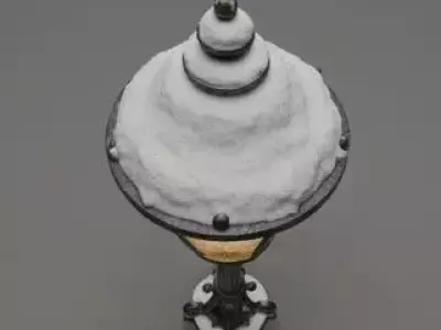 Antique Victorian Snowy Street Lamp  Winter Outdoor Lantern PBR 3D model