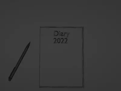 Pen and Diary 2022 3D model Low-poly 3D model
