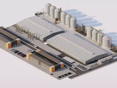 Industrial Factory-Factory building  3D model
