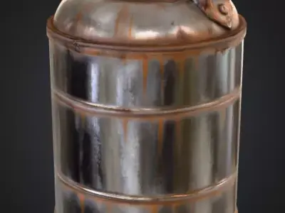 Industrial Metal Canister Rusty Low-poly 3D model