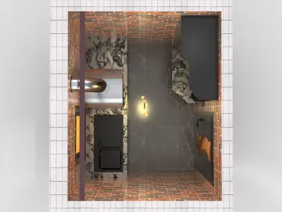 Kitchen Interior Design without Furnitures 3D model