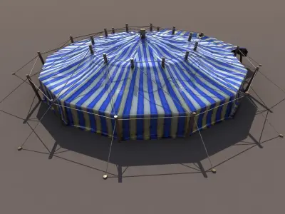 Blue Circus Tent Low-poly 3D model