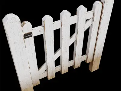 small gate in aged wood scales 1-1 and 1-32 3D model