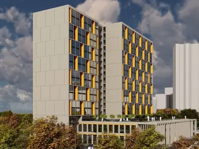 3D model of hotel and restaurant complex with interior 3D model