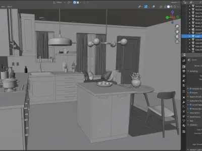 small organized kitchen 2021 style  3D model