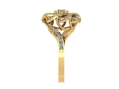 Ring303 diamond flower ring gold 3D print model