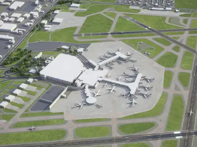 Milwaukee - Mitchell International Airport - MKE Low-poly 3D model