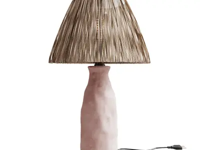 Diy Terracotta Lamp With Raffia Lampshade 3D model