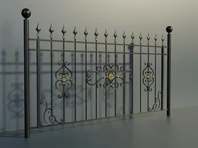 set of forged metal fences 3D model