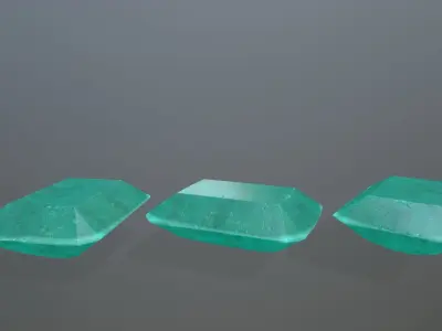 Gem Set emeralds in shapes and sizes Low-poly 3D model