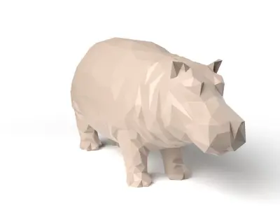 Hippo Low Poligonal Low-poly 3D model