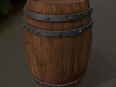 wood barrel 2 Low-poly 3D model