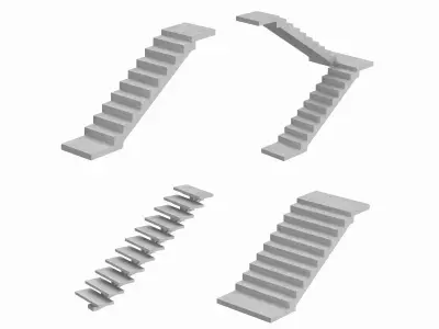 Concrete Stairs Collection 3D Model Pack