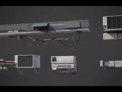 Cyberpunk Air Conditioner Low-poly 3D model