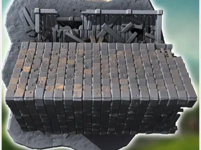 Two-story ruined house with damaged balcony shattered windows an 3D print model