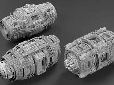 Sci Fi Mega Elements KITBASH - SUBDIVISION READY - pack 2 3D model