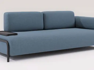 Compo 3D Model sofa with two armrests and coffee table Free 3D model