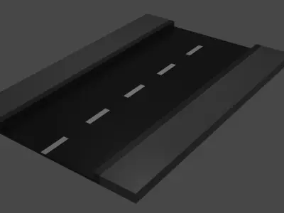 Low Poly City Roads Pack Low-poly 3D model