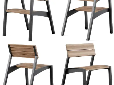 Vera Park Benches with litter bin Crystal by mmcite 3D model