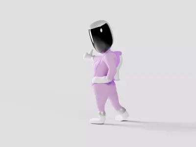Rigged Cartoon Space Girl - Space Woman Character 3D model