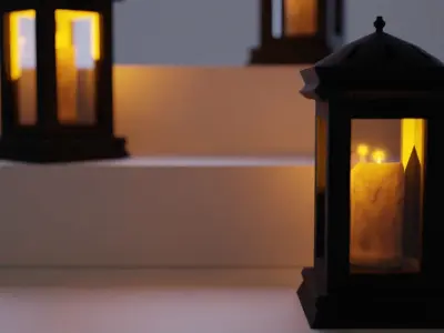 Gothic Candle lamp Free low-poly 3D model