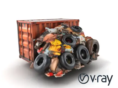 Urban Waste Environment Scene model pack Low-poly 3D model