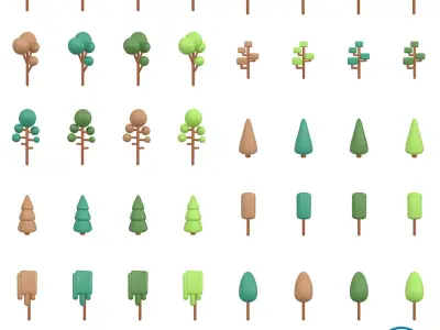 Cartoon Tree Mega Pack 01 Low-poly 3D model