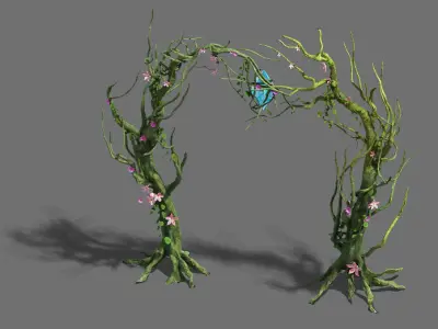 Wizard forest - tree door - tree light 3D model