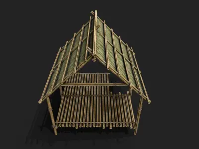 Bamboo Shelter 8 Low-poly 3D model