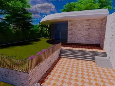 Exquisite Modern Villa with Garden and Pool 3D model