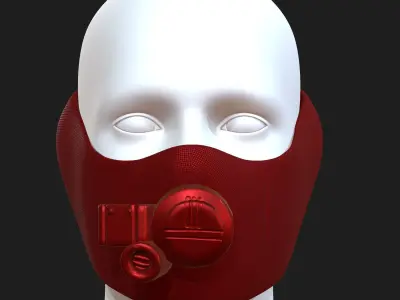 Gas mask helmet 3d model scifi Low-poly  Low-poly 3D model