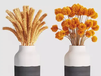 plants bouquet vase 03 3D model