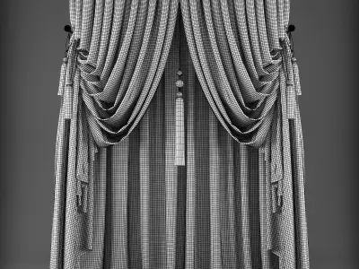 Curtain 3D with drapes and tassels Low-poly 3D model