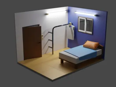 OLD Room isometric Low-poly 3D model