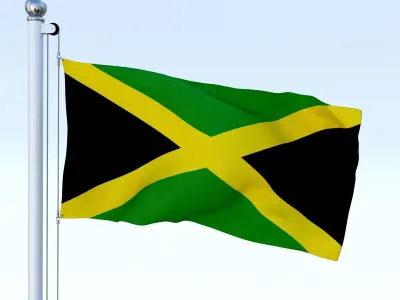 Animated Jamaica Flag Low-poly 3D model