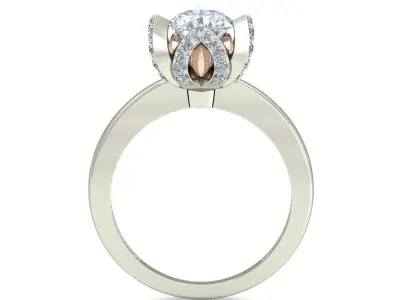 Light Weight White Gold Diamond Ring  -VJR02 3D print model