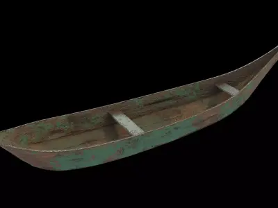 old wooden stylized boat low poly Low-poly 3D model