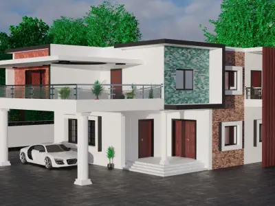 Real World Scaled 3D Two Story Building 3D model