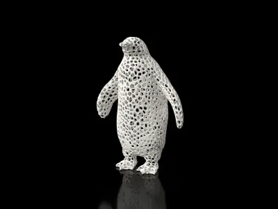 Penguin Voronoi Low-poly 3D model