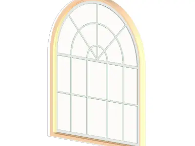 Arched window with Sunray transum 3D model